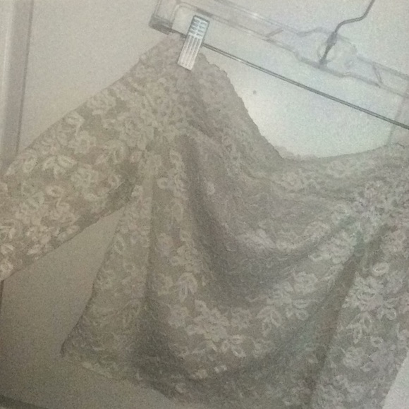 FREE PEOPLE WHITE LACE OFF THE SHOULDER PRETTY TOP - Picture 5 of 8